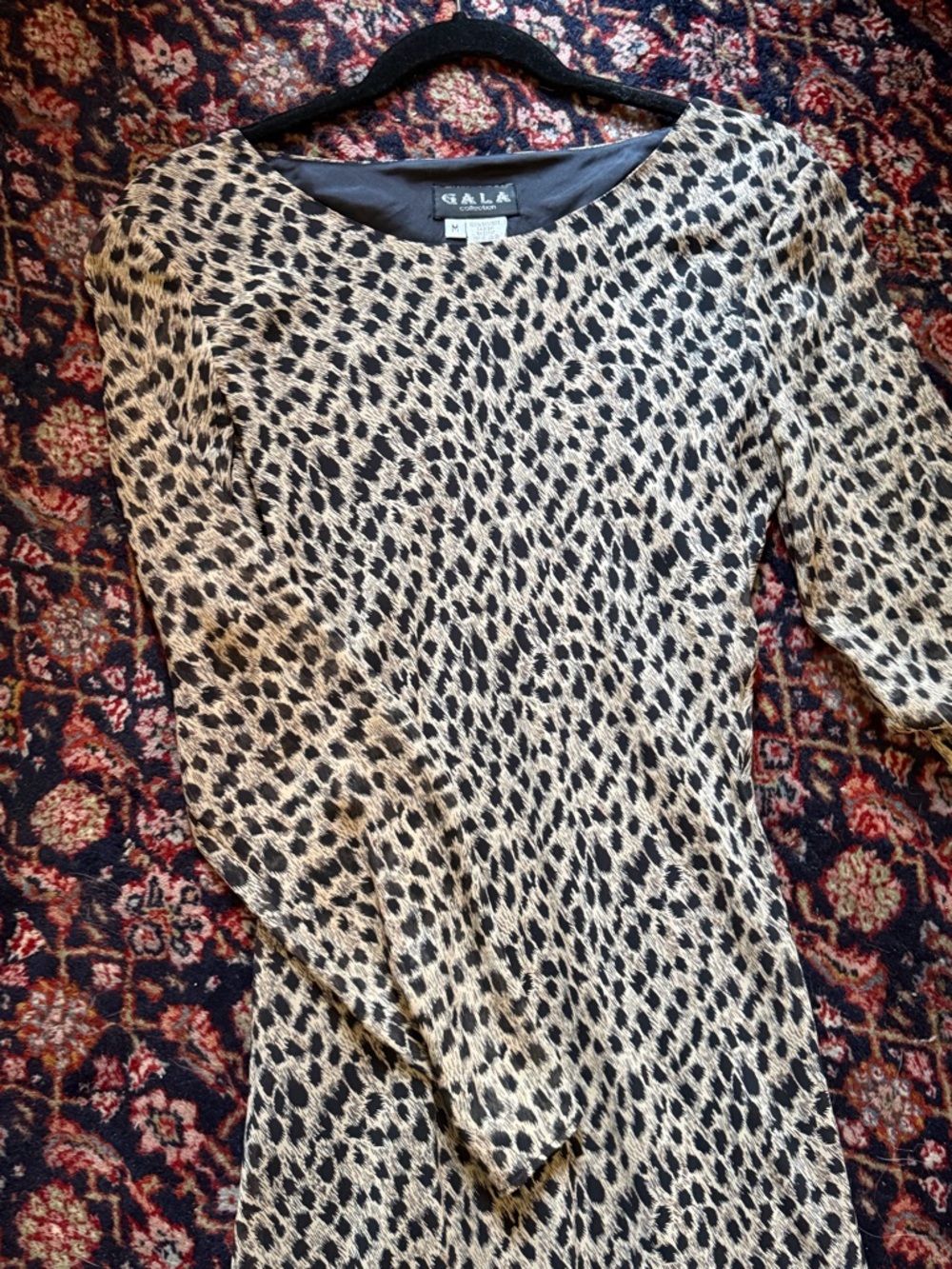 GALA Collection Silk Maxi Dress with Leopard Print - Picture 2 of 6